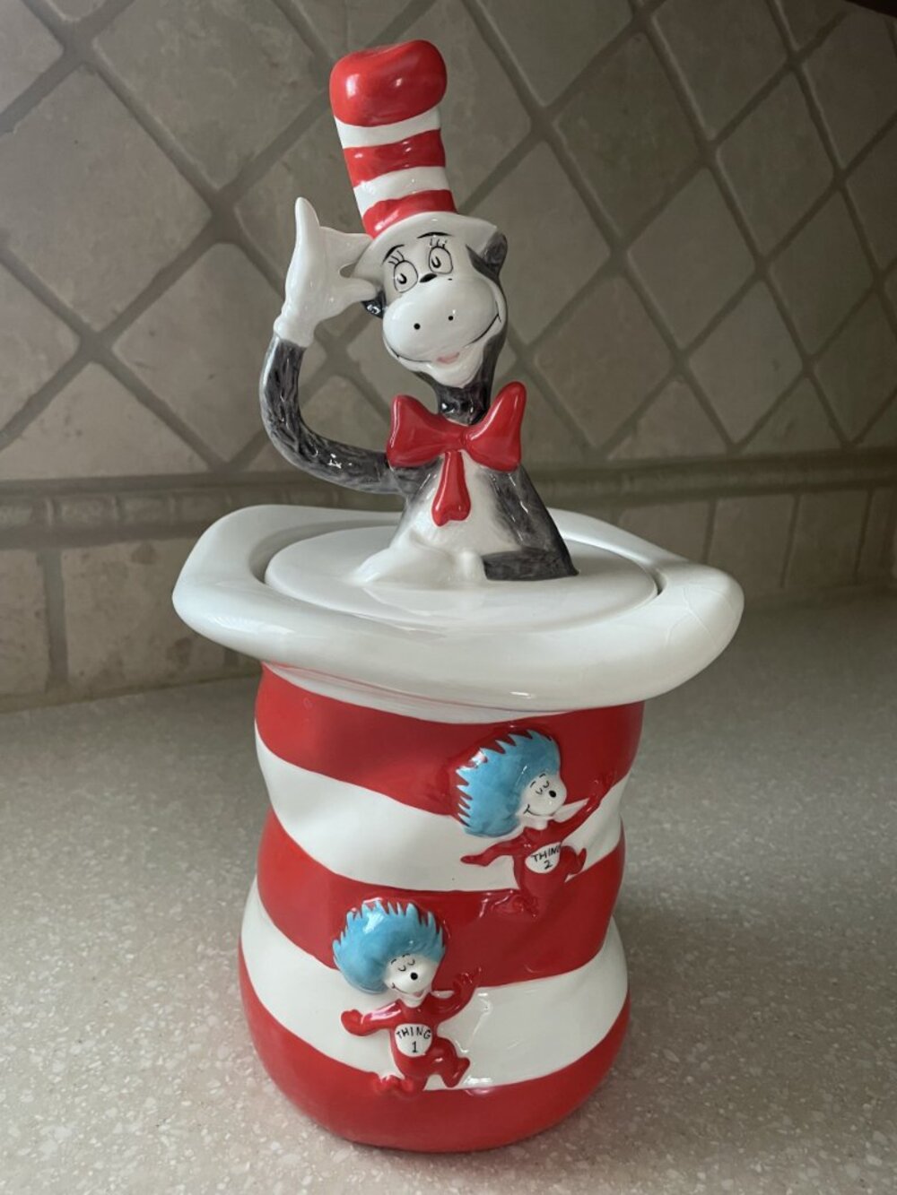 2001 Vandor Cat in the Hat Cookie Jar Thing 1 & Thing 2 Vintage Limited-Edition